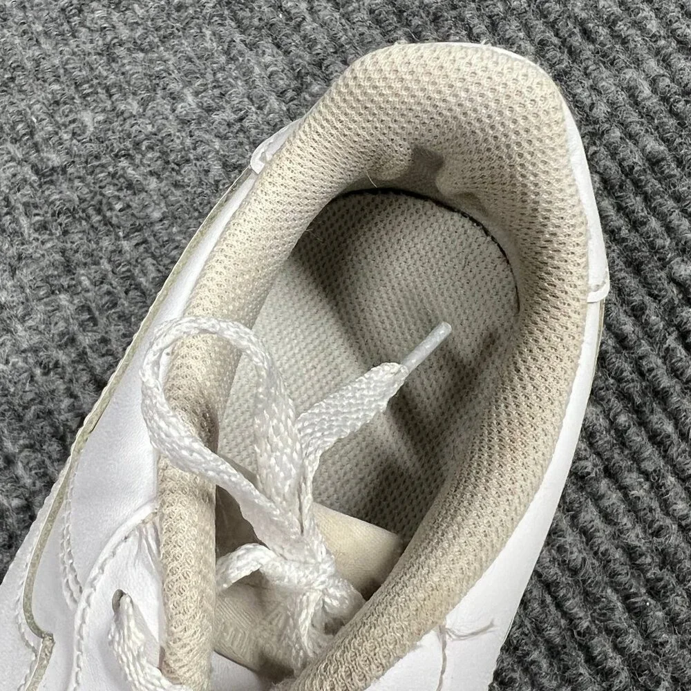 Nike Air‎ Force 1 Kids 6Y White on White Leather Sneakers Low-Top Lace-Up Shoes